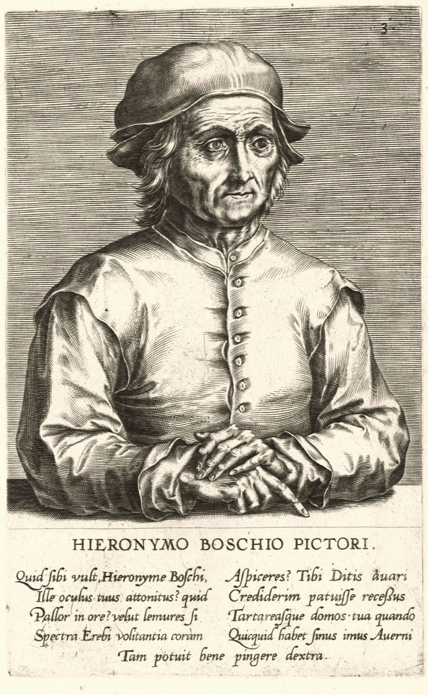Posthumous portrait of Hieronymus Bosch, attributed to Cornelis Cort, 1572.