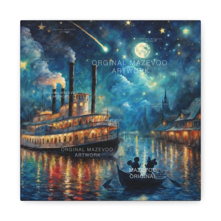 Mickey and Minnie Mouse: Romance on the River Storybook Canvas Wall Art