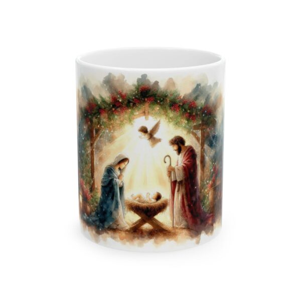 11 oz Large Nativity Mug, Baby Jesus Coffee Mug, Original first Christmas Day Mug, Beautiful Christian Art Coffee Mug Handmade Ceramic Cup