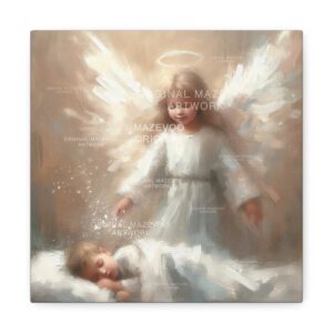 Angel Praying over Boy | Stretched Canvas