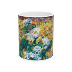 Chrysanthemum Mug (1881) | Floral Pierre-Auguste Renoir Mug, Famous Art Coffee Mug, Best 11 oz Ceramic