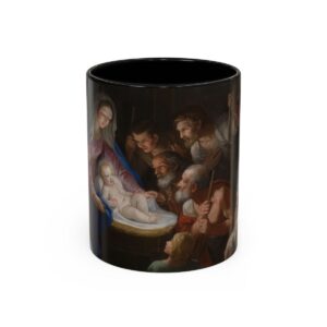 Classic Nativity Mug 11 oz Ceramic | Baby Jesus Christmas Day Christian Gift | Handmade Aesthetic Mug for Women & Men | Painting Art Cup