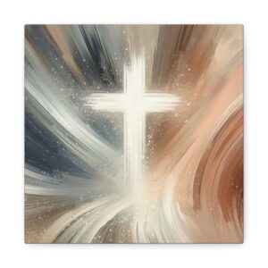 Cross on Stretched Canvas | Boho glowing Cross Print | Christian Wall Art decor |
