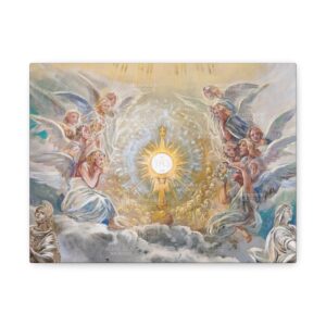 Eucharist Print Wall Art Print | Angel Heaven Beautiful Stretched Canvas | Large Big Huge Christian Gift, Religious Classic Historical Decor