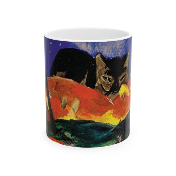 Franz Marc's Mug (1912) | Two Cats Coffee Mug | Famous Art Mug Drinkware Cup | Classic Historical Painting 11 oz Ceramic, Handmade Aesthetic