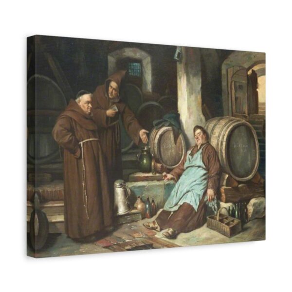 Funny Christian Wall Art, Monks in a Cellar Print, Alcohol Beer Wine Decor, Man Cave Art, Unique Christian Painting Canvas Monk image Silly - Image 2