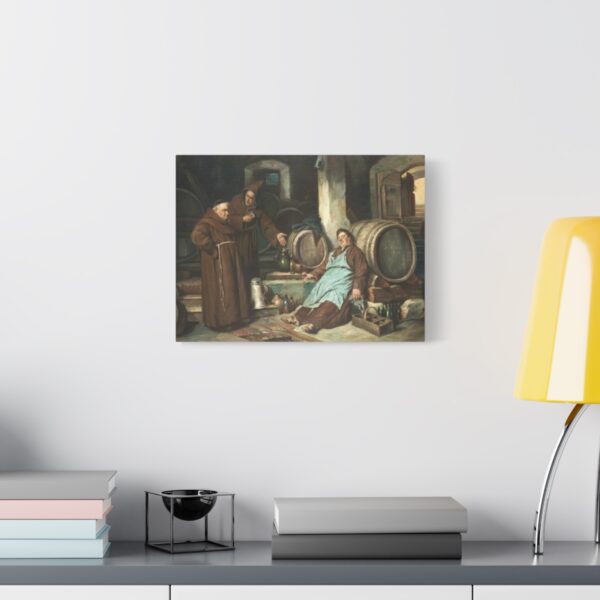 Funny Christian Wall Art, Monks in a Cellar Print, Alcohol Beer Wine Decor, Man Cave Art, Unique Christian Painting Canvas Monk image Silly - Image 3