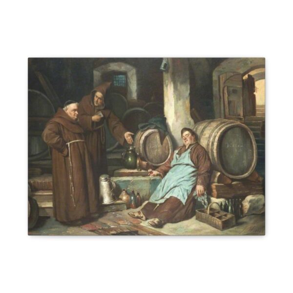 Funny Christian Wall Art, Monks in a Cellar Print, Alcohol Beer Wine Decor, Man Cave Art, Unique Christian Painting Canvas Monk image Silly