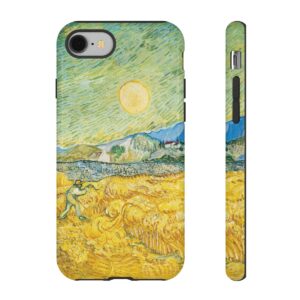 La moisson - The Wheatfield behind Saint Paul's Hospital with a Reaper (1889) Phone Case | Vincent Van Gogh Phone Case | Mazevoo Phone Case