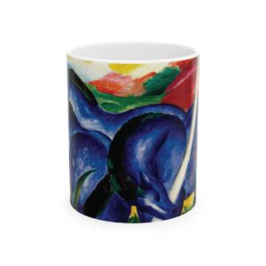 Large Blue Horses Mug  (1911) | Franz Marc Mug | Famous Handmade Art Mug Drinkware Cup | Classic Historical Painting 11 oz Ceramic Aesthetic