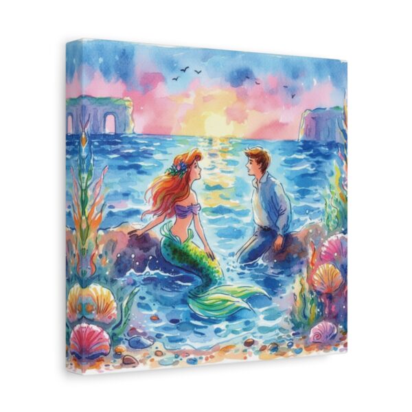 Little Mermaid: Meeting at Dusk Tides | Stretched Canvas - Image 2