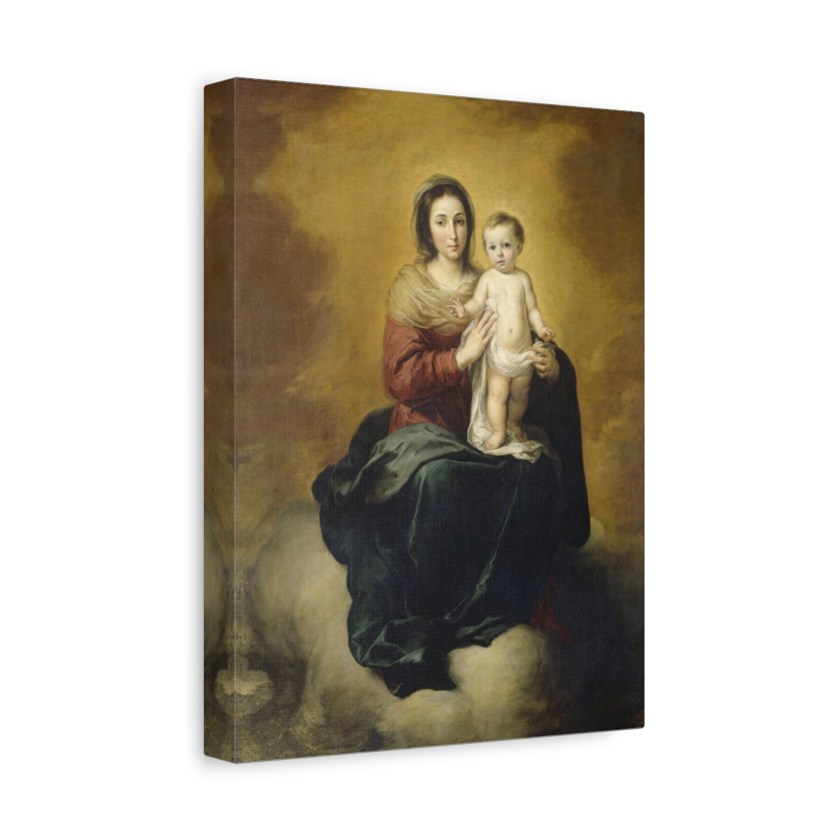 Mary With Child Stretched Canvas Wall Art (1670),  BartolomÃ© Esteban Murillo Print Deco Painting Decoration Poster Artwork Vintage Classic - Image 2