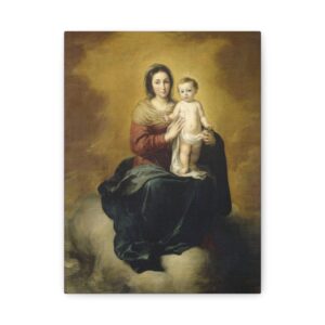 Mary With Child Stretched Canvas Wall Art (1670),  BartolomÃ© Esteban Murillo Print Deco Painting Decoration Poster Artwork Vintage Classic