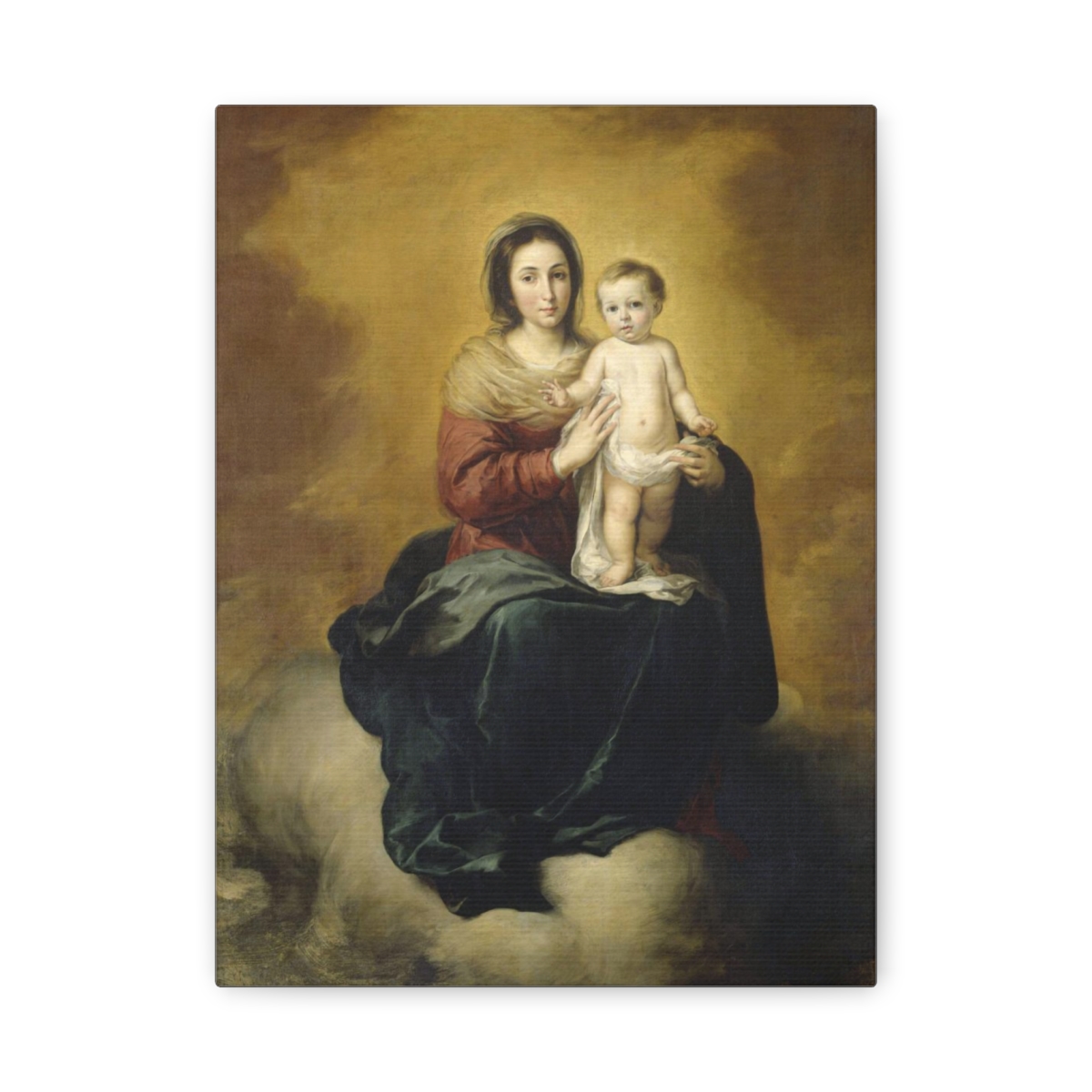 Mary With Child Stretched Canvas Wall Art (1670),  BartolomÃ© Esteban Murillo Print Deco Painting Decoration Poster Artwork Vintage Classic