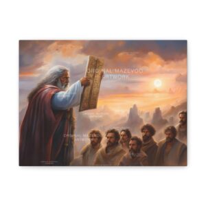Moses Art Canvas | Moses Painting Wall Art | Original Modern Moses Holding the 10 Commandments, Egypt Painting Jewish slaves Israel wall art