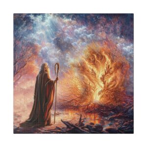 Moses Burning Bush Canvas Print | Jewish Artwork | Moses Burning Bush Painting Wall Art | Old Testament Decor Original New Modern Christian