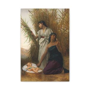 Moses in the Bulrushes Canvas Stretched,  Finding Baby Moses Wall Art Print Moses Image Picture Painting Reproduction Vintage Classic Poster