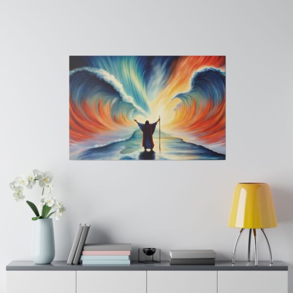 Moses Parting the Red Sea Wall Art Canvas, Moses Painting Wall Art, Egypt Painting Jewish Slaves Israel Miracle Christian Wall Art Painting - Image 4