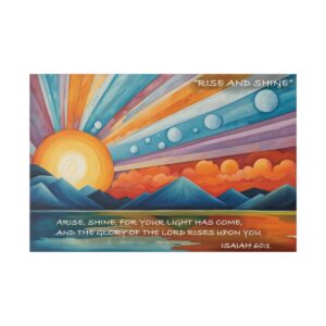 Rise and Shine Canvas, Bible Verse Wall Art Decor, Isaiah 60:1 Decorations, Children Painting Reproduction, Unique Original Christian Kids