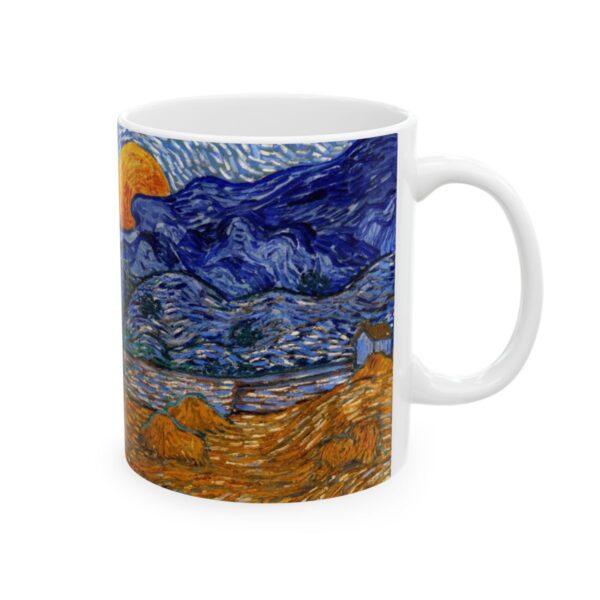 Landscape with wheat Sheaves and Rising Moon Mug (1889) | Vincent Van Gogh Coffee Mug - Image 4