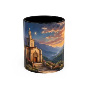 Scenic Church Mug | Chapel Mug | Cathedral Mission Mug | Religious Mug | Christian Mug | Hot Cold Drinkware | Best Mountains with Sunset Cup