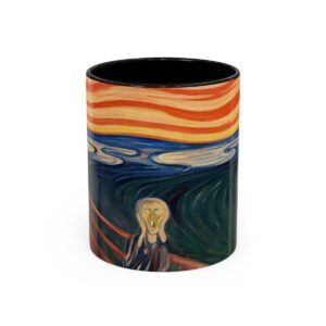 Scream Mug By Edvard Munch | Hot and Cold 11 oz Mug for Women with Handle and Artwork | Munch Painting Theme Ceramic Gift Cup Set art