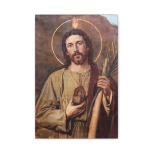 St Jude Print, Saint Jude Wall Art Stretched Canvas, Painting Reproduction, Vintage Classic Catholic Christian Image Poster Artwork Men Gift