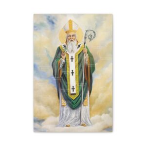 St Patrick Print, Saint Patrick Wall Art Painting Reproduction, Vintage Classic Catholic Christian Image Poster Artwork Women Men Irish Gift
