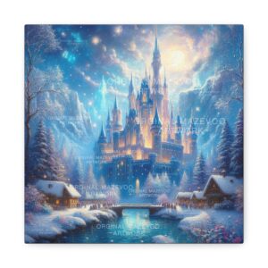 Starlit Frozen Castle | Stretched Canvas