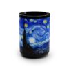 Starry Night 15 oz Black Ceramic | Large Van Gogh Mug | Mazevoo Mug | Starry Night Gift | Van Gogh Gift Set