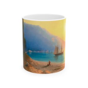 Sunset over Yalta Mug (1861) | Famous Painting Mug | Ivan Aivazovsky Mug, Art Classic Coffee Mug, Handmade Ship Ocean Cup, sailboat sailing