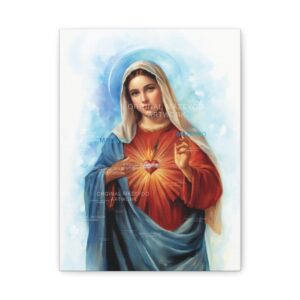 The Immaculate Heart of Mary | Virgin Mary Stretched Canvas | Christian Gift Religious | Wall Art Decor Painting | Original Drawing