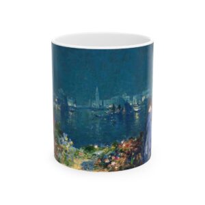Thomas E. Mostyn Mug (1900s) | Women By the Sea | Flower Garden Ocean, Handmade Art Cup, Classic Historical