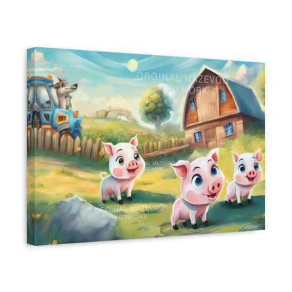 Three Little Pigs Canvas: Farmstead Adventure | Stretched Canvas - Image 2