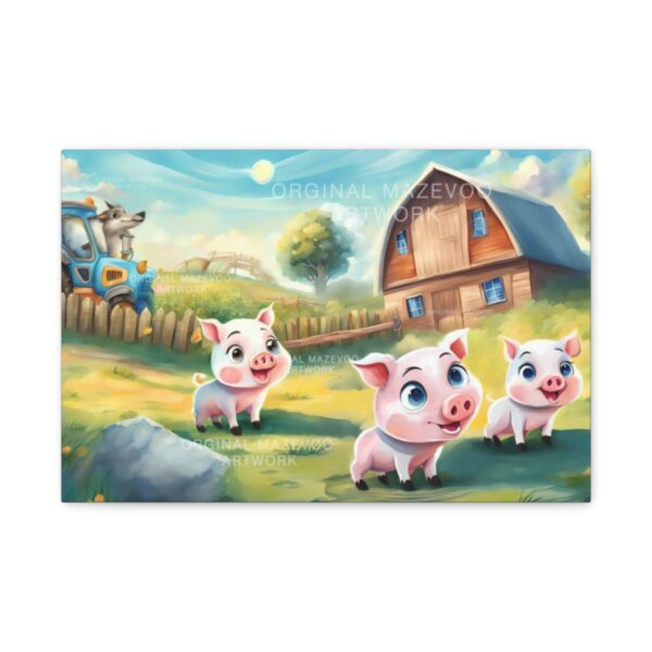 Three Little Pigs Canvas: Farmstead Adventure | Stretched Canvas