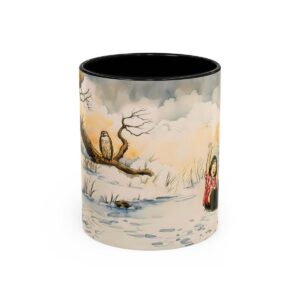 Winnie the Pooh Cup Mug | Pooh and Christopher Robin in the Umbrella River Flood | Best 11 Oz Aesthetic Drinkware |