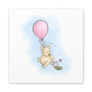 Winnie The Pooh | Pink Ballon & Piglet | Stretched Canvas