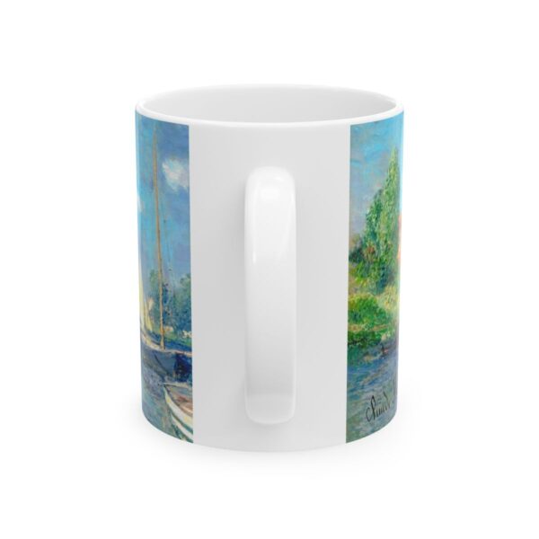 Argenteuil - Red Boats Mug (1875) | Claude Monet Coffee Mug | Sailing Ship Mug - Image 2