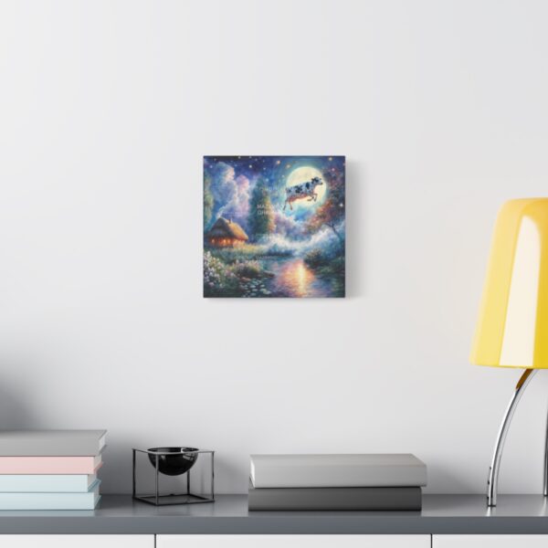 Cow Jumps Over The Moon: Midnight Meadow | Stretched Canvas - Image 3