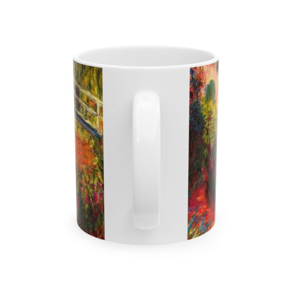 The Japanese Bridge (The Water-Lily Pond, Water Irises) Mug (1900) | Claude Monet Coffee Mug - Image 2