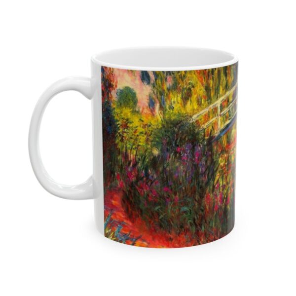 The Japanese Bridge (The Water-Lily Pond, Water Irises) Mug (1900) | Claude Monet Coffee Mug - Image 3