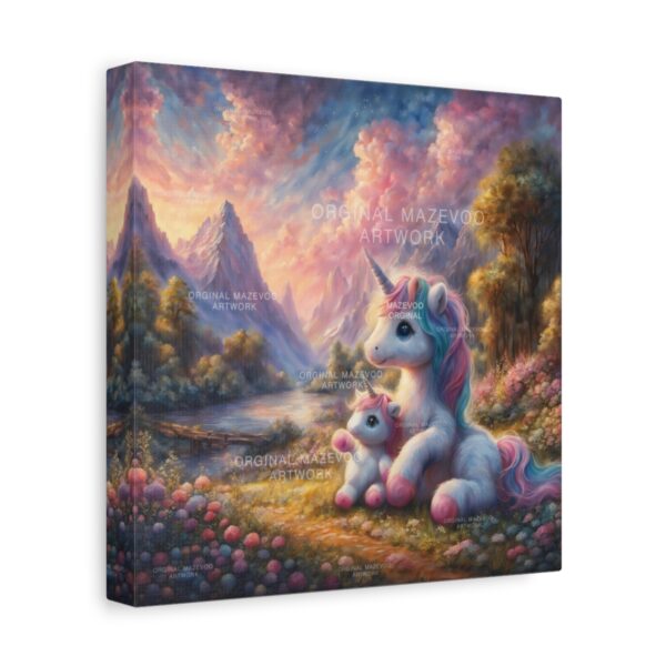 Unicorns: A Mother's Embrace | Stretched Canvas - Image 2