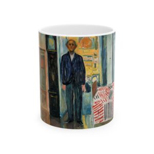 Self-Portrait. Between the Clock and the Bed (1943) | Edvard Munch Coffee Mug | Aesthetic Mug 11 oz & 15 oz