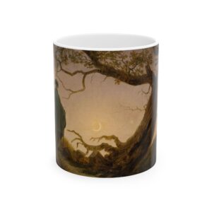 Two Men Contemplating the Moon Mug (1820) | Caspar David Friedrich Coffee Mug | Famous painting Aesthetic Cup | Scenic Sunset