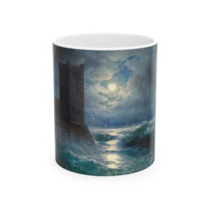 Genoese towers in the Black Sea Mug (1895) | Ivan Aivazovsky Coffee Mug 11 & 15 oz | scenic