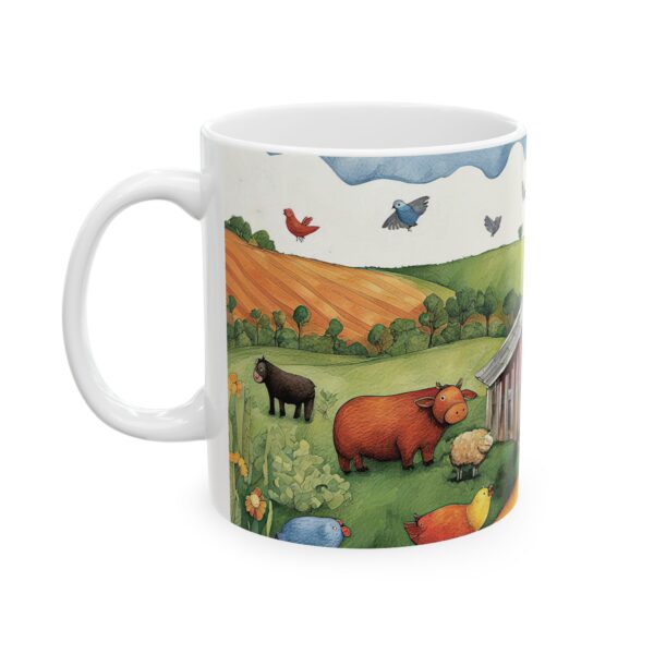 Cute Farm Animals | Farm Animal Mug  | Birds Chicken Cows Barn Gift  | Kids Mug Women, Men, Boys, & Girls | Kids Artwork Coffee Fun Drawing - Image 3